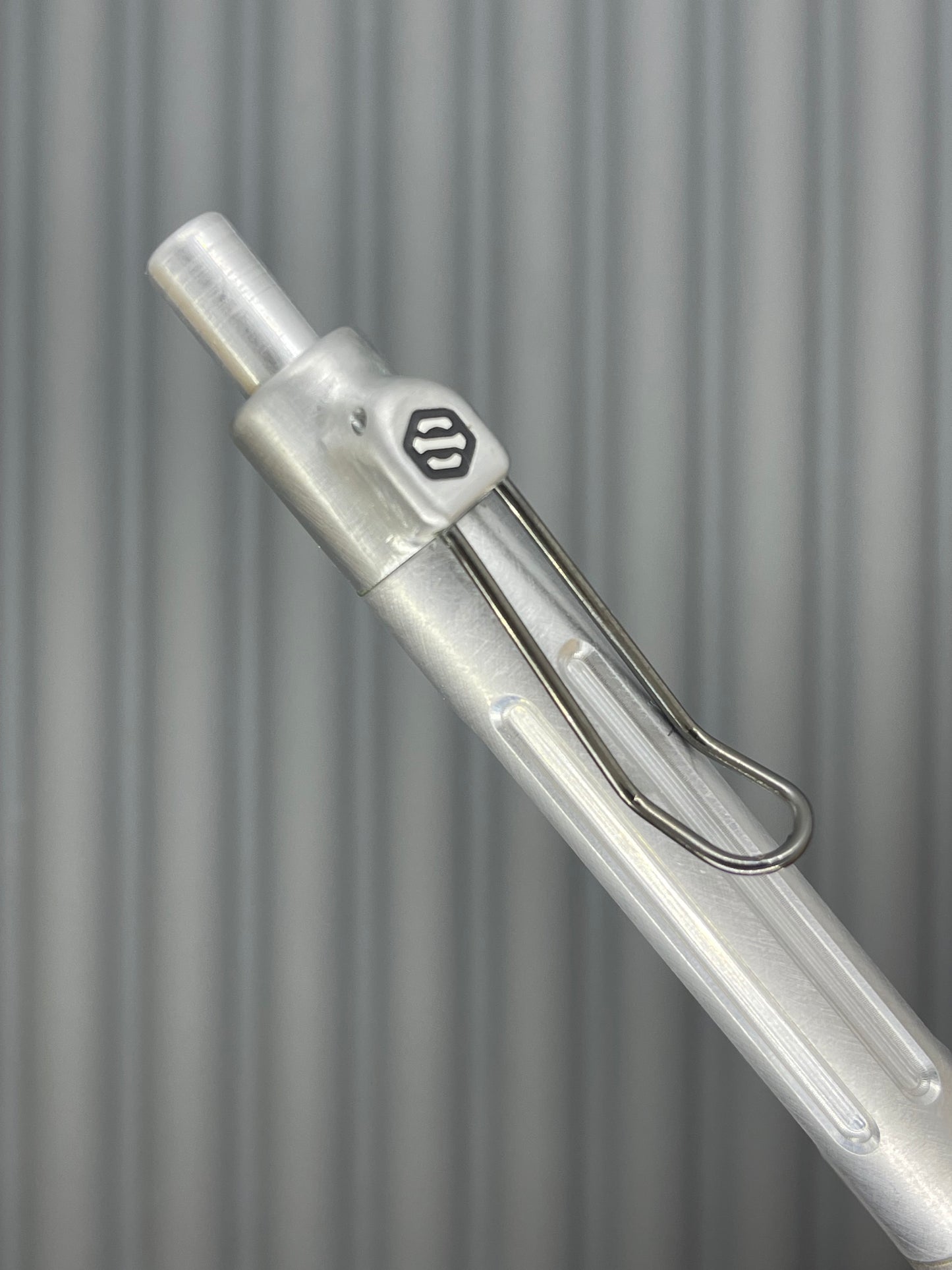 Spoke Click Prototype (Alpha): Titanium Knurl Grip, Bare Aluminum Barrel