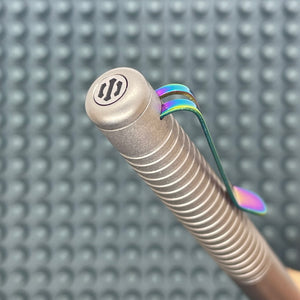 Roady  / Sandblasted Titanium - Knurled Grip, Grooved Cap with Rainbow Clip