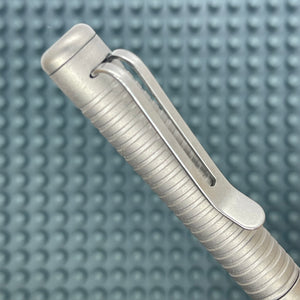 Roady  / Sandblasted Titanium - Knurled Grip, Grooved Cap with Silver Clip