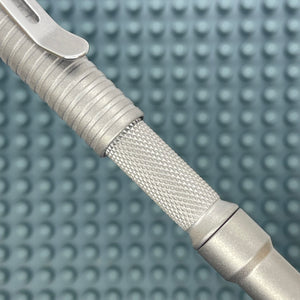 Roady  / Sandblasted Titanium - Knurled Grip, Grooved Cap with Silver Clip