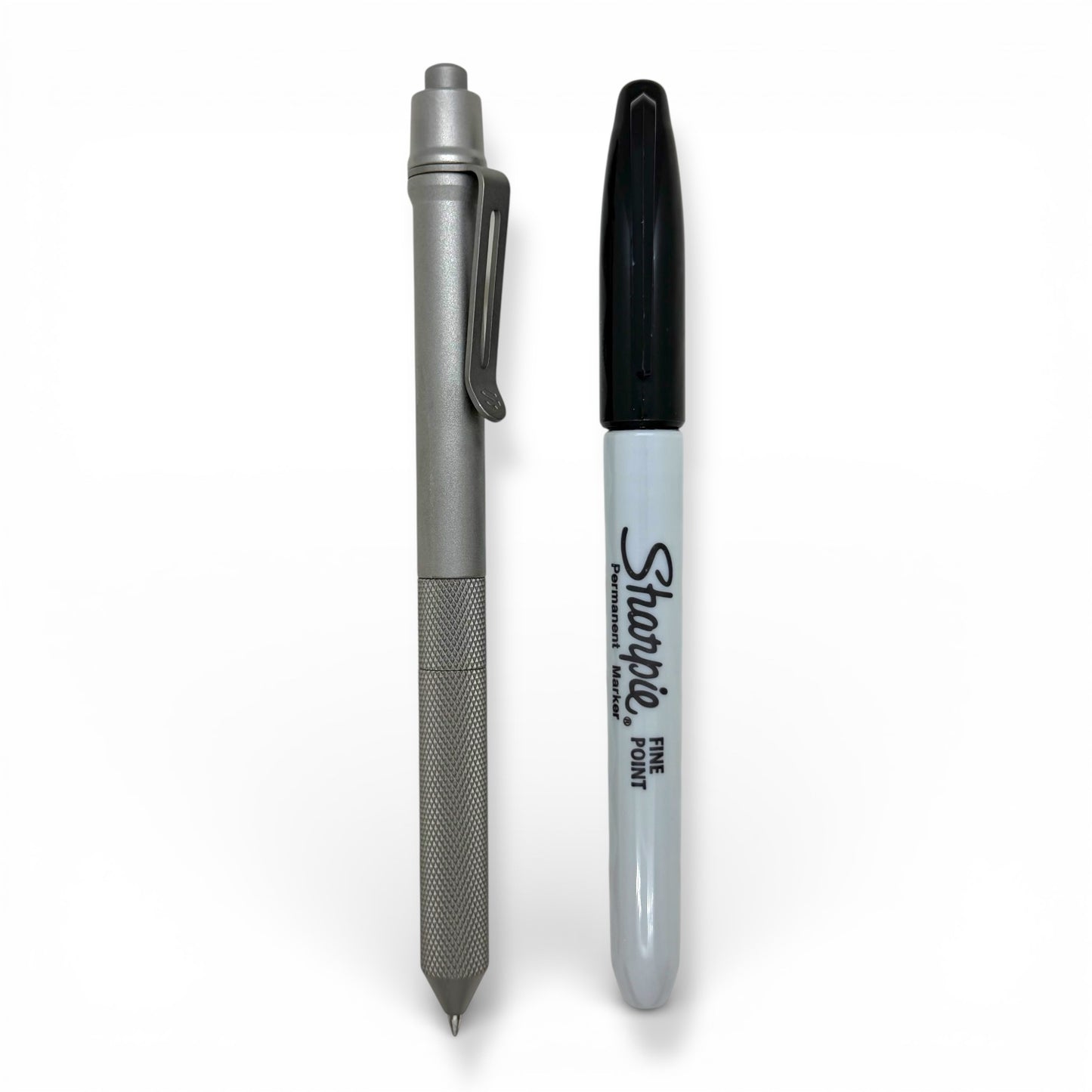 > Spoke Click Model CX-E: Matte Titanium / Knurled Grip (Uses Pentel® EnerGel refills)