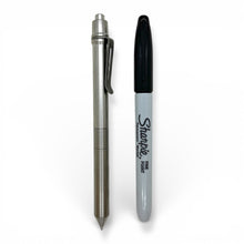 Load image into Gallery viewer, > Spoke Click Model CX-E: Shiny Titanium / Milli-Groove Grip (Uses Pentel® EnerGel refills)