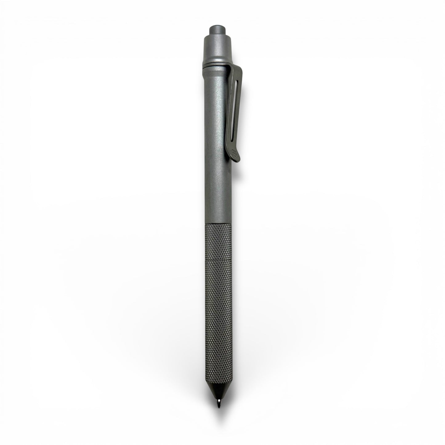 > Spoke Click Model CX-E: Matte Titanium / Knurled Grip (Uses Pentel® EnerGel refills)