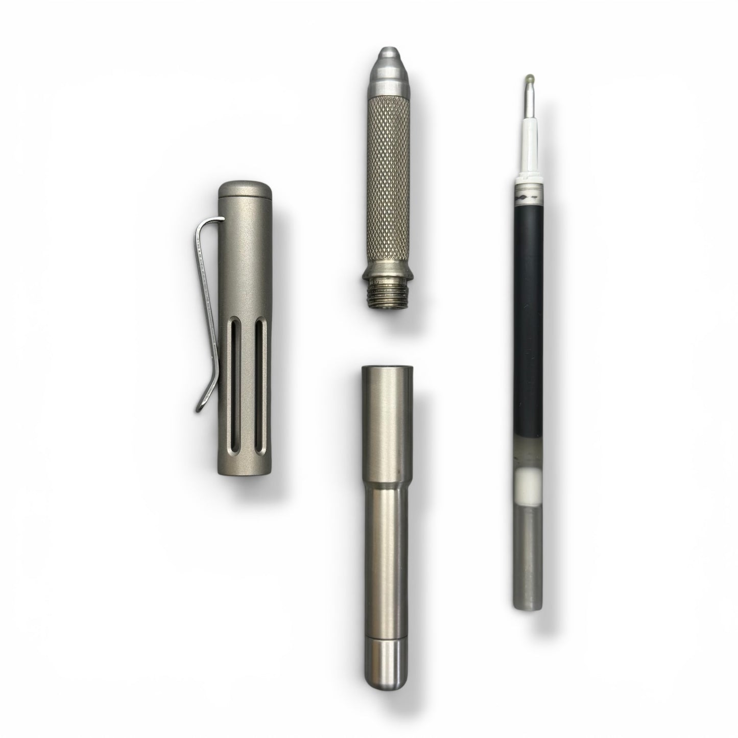 Roady XL / Matte Titanium Slot Cap - Knurl Grip - Shiny Barrel