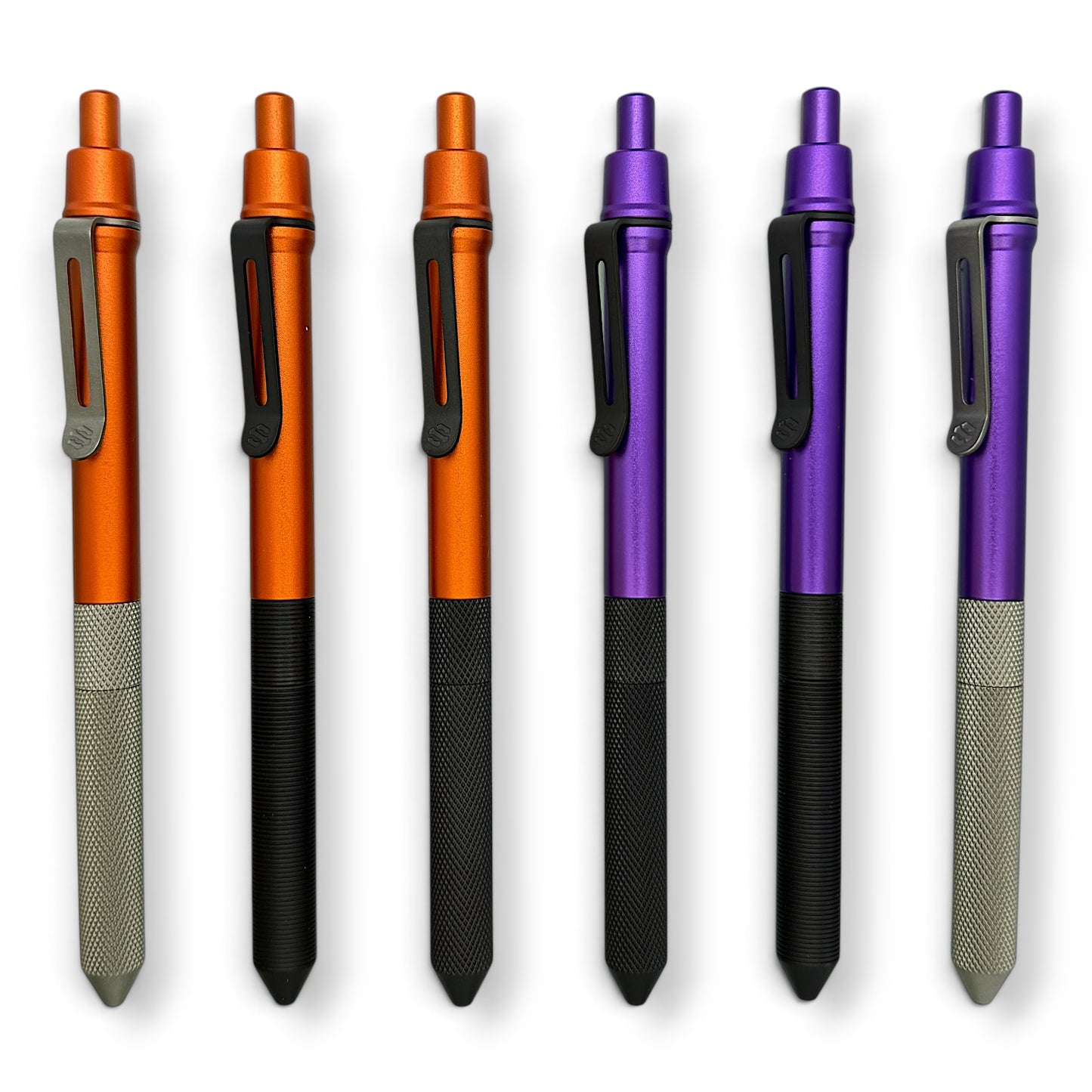> Spoke Click Model CX-E: Black Titanium Milli-Groove Grip and Clip/ Purple Aluminum Barrel ( Pentel® EnerGel refill)