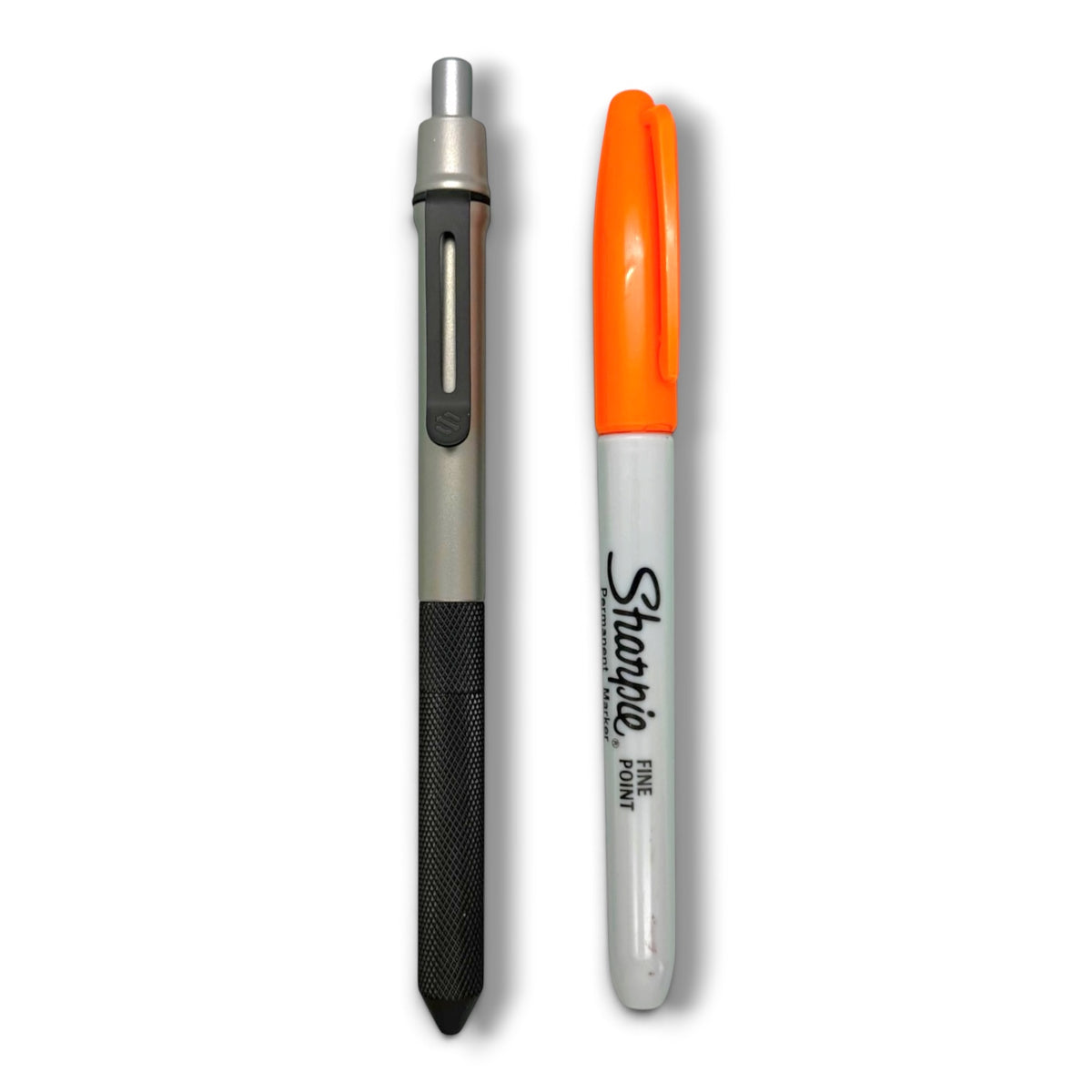 > Spoke Click Model CX-E: Matte Titanium / Black Ti Knurled Grip & Clip (Pentel® EnerGel refill) (Copy)