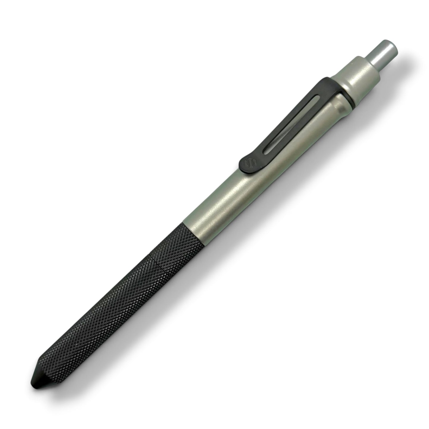 > Spoke Click Model CX-E: Matte Titanium / Black Ti Knurled Grip & Clip (Pentel® EnerGel refill) (Copy)