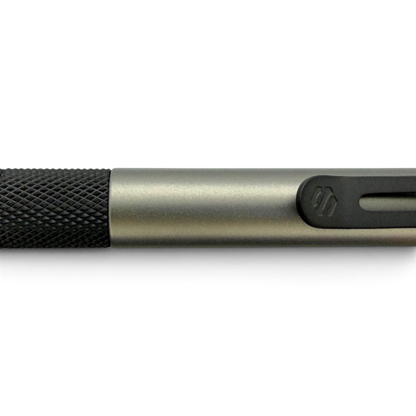 > Spoke Click Model CX-E: Matte Titanium / Black Ti Knurled Grip & Clip (Pentel® EnerGel refill) (Copy)