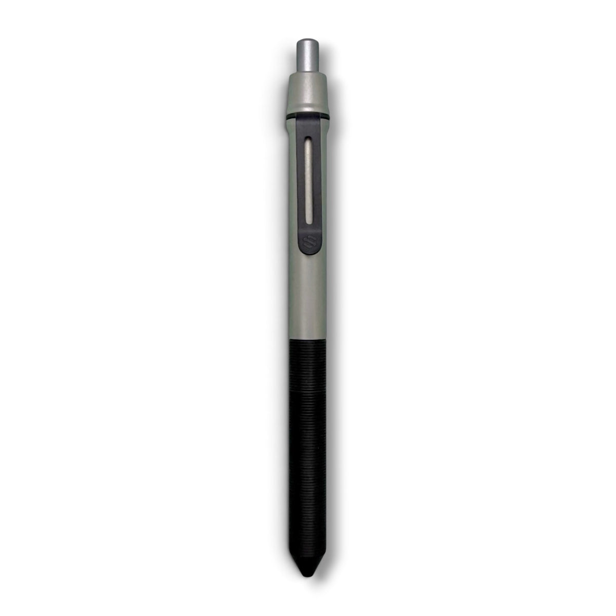 > Spoke Click Model CX-E: Matte Titanium / Black Ti Grooved Grip & Clip (Pentel® EnerGel refill)