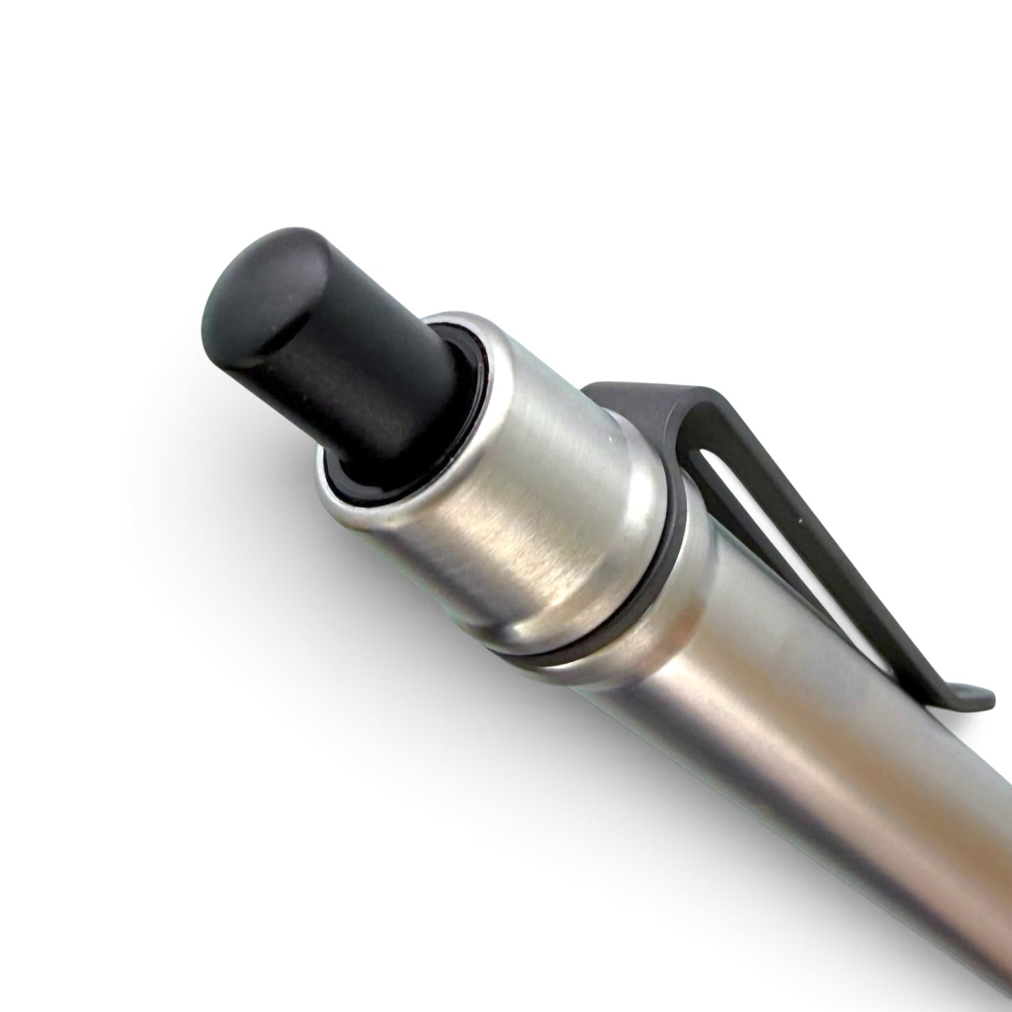 > Spoke Click Model CX-E: Satin Titanium / Black Ti Knurled Grip & Clip (Pentel® EnerGel refill) (Copy) (Copy)
