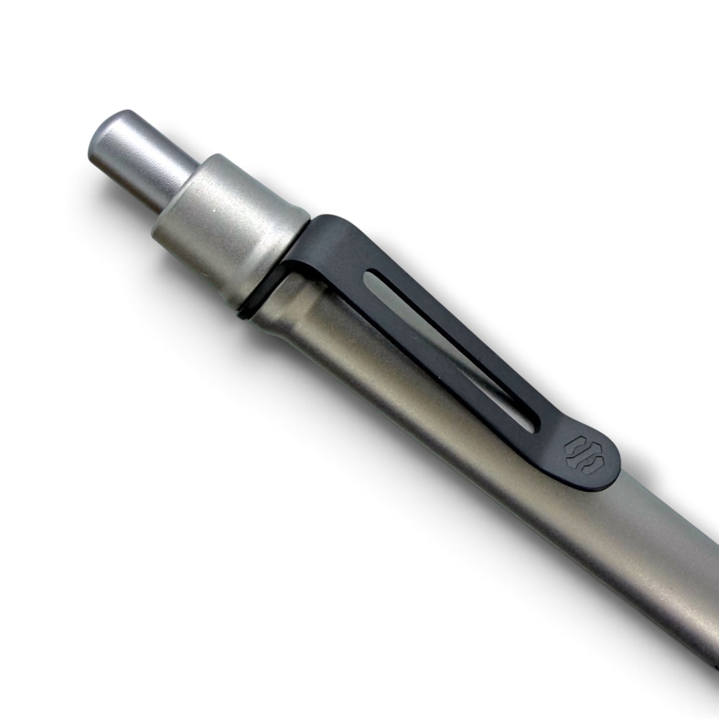 > Spoke Click Model CX-E: Matte Titanium / Black Ti Grooved Grip & Clip (Pentel® EnerGel refill)