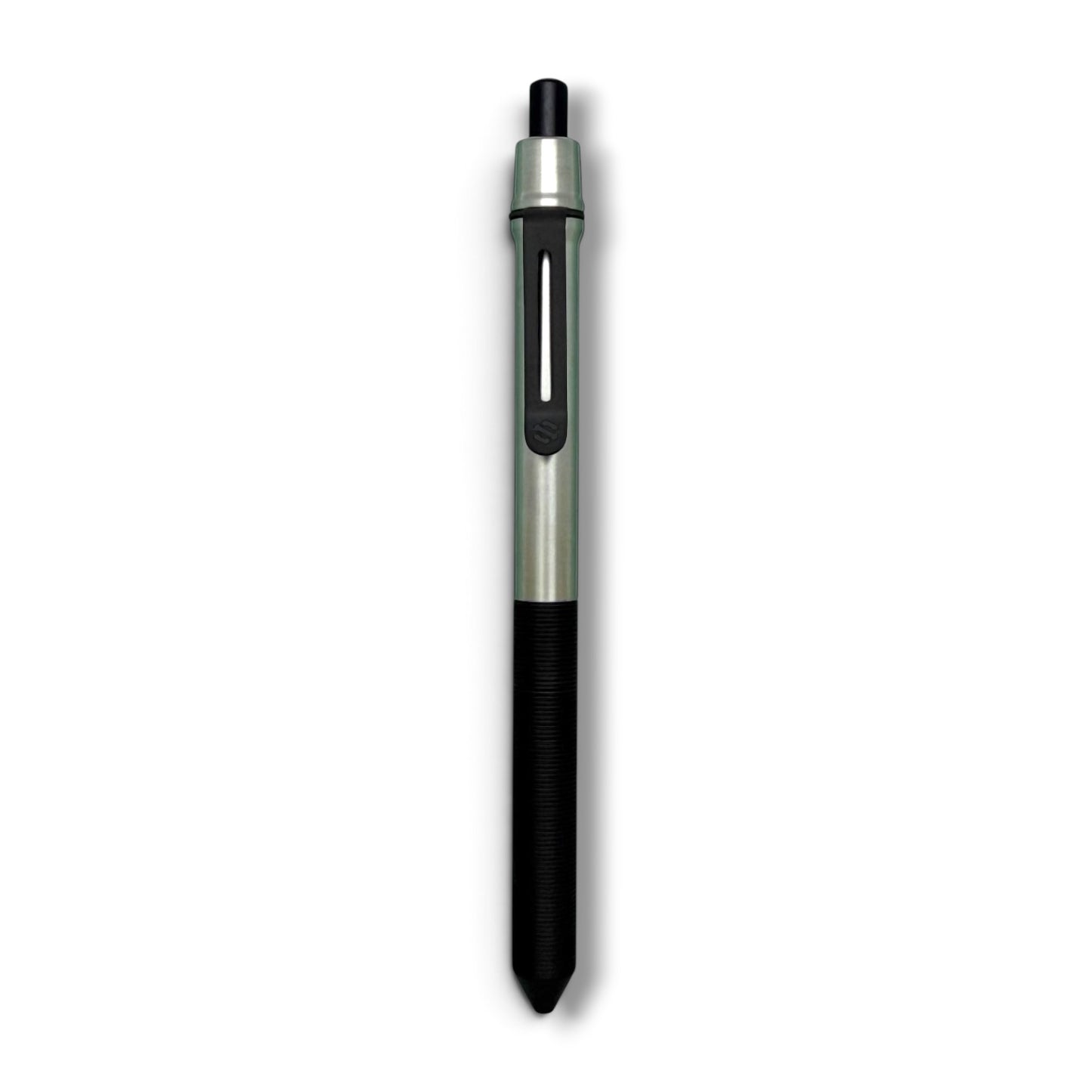 > Spoke Click Model CX-E: Satin Titanium / Black Ti Knurled Grip & Clip (Pentel® EnerGel refill) (Copy) (Copy)