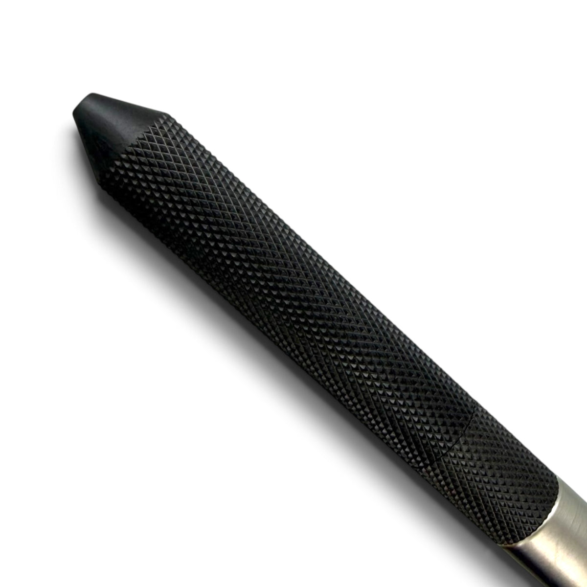 > Spoke Click Model CX-E: Satin Titanium / Black Ti Knurled Grip & Clip (Pentel® EnerGel refill) (Copy) (Copy)
