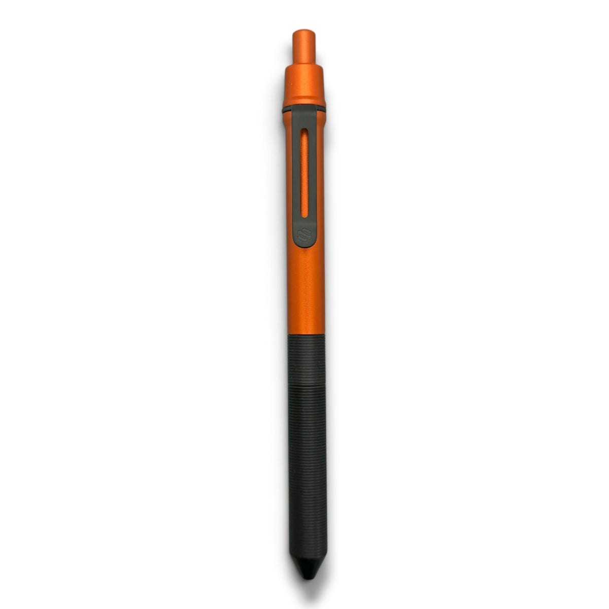 > CX-E: Black Titanium Milli-Groove Grip and Clip / Orange Aluminum Barrel (Uses Pentel® EnerGel refills)