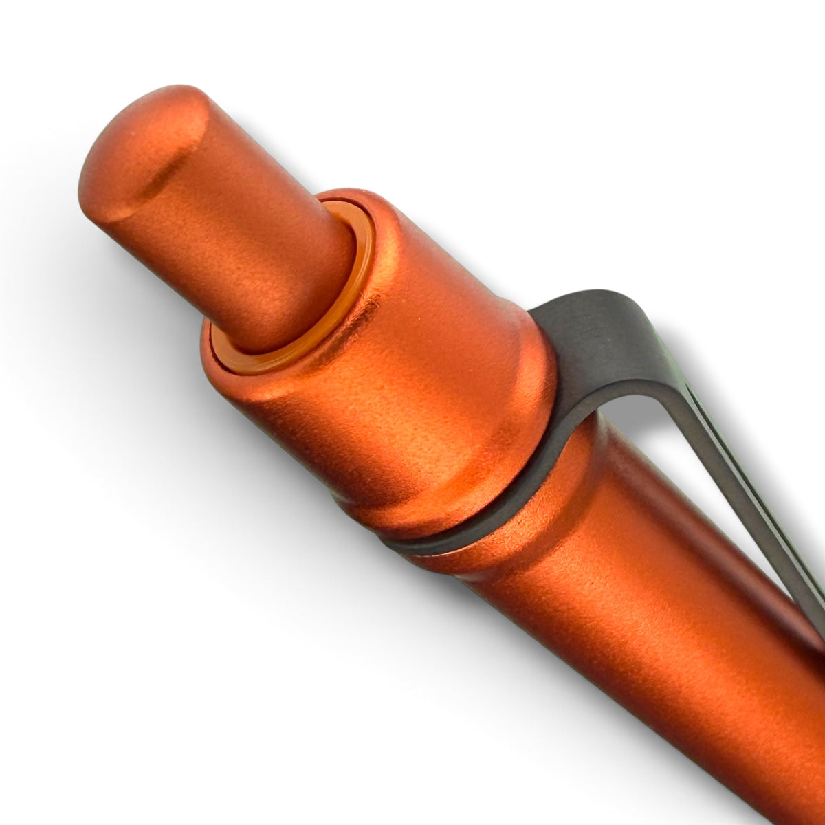 > Spoke Click Model CX-E: Matte Knurled Black Titanium Grip and Clip / Orange Aluminum Barrel (Pentel® EnerGel refill)