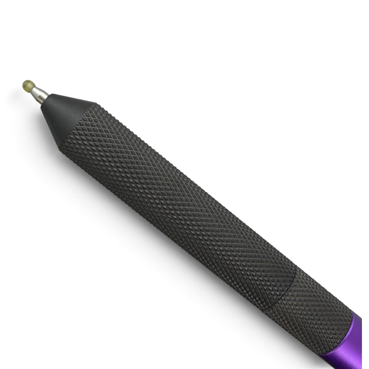 > Spoke Click Model CX-E: Black Knurled Titanium Grip and Clip / Purple Aluminum Barrel (Uses Pentel® EnerGel refills)