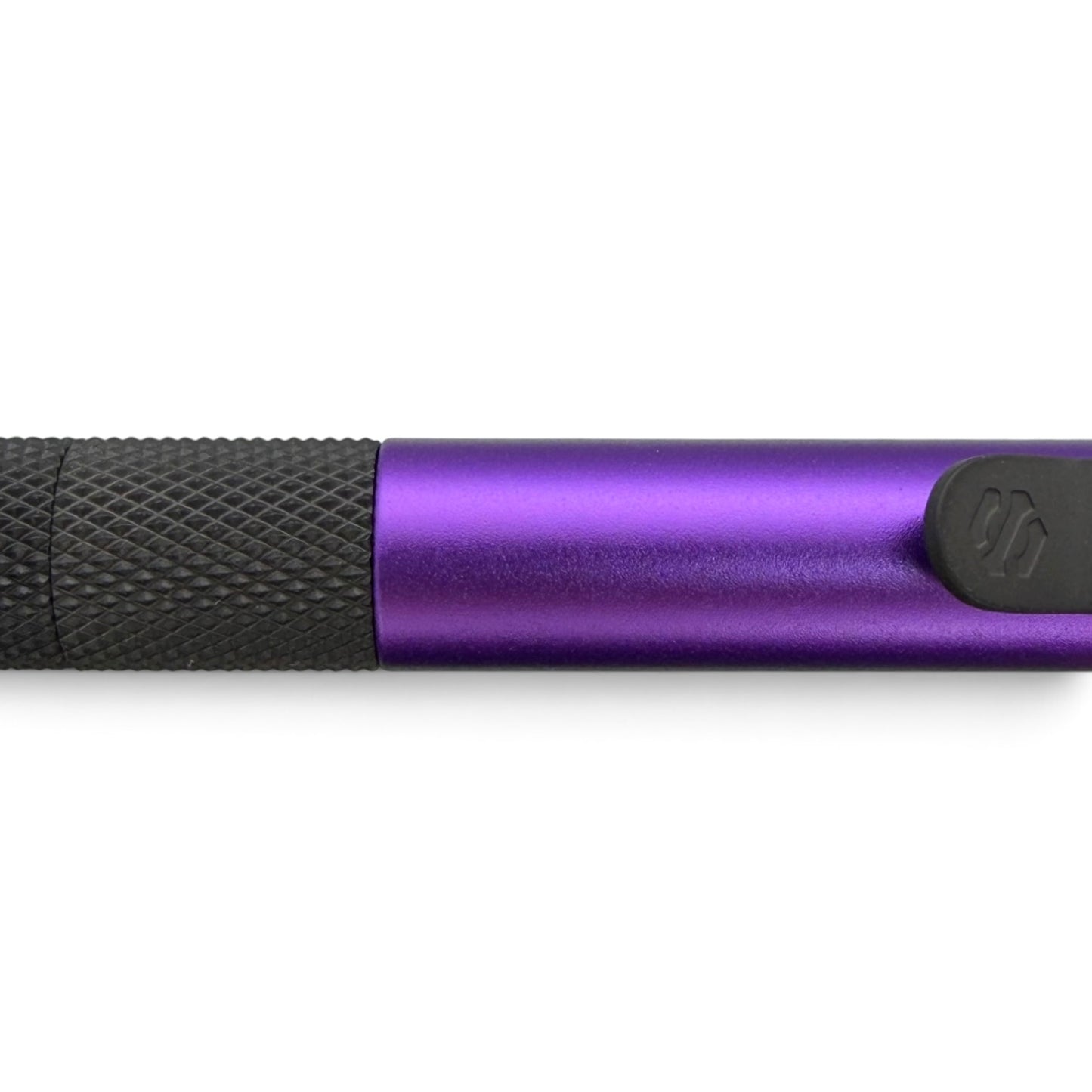 > Spoke Click Model CX-E: Black Knurled Titanium Grip and Clip / Purple Aluminum Barrel (Uses Pentel® EnerGel refills)