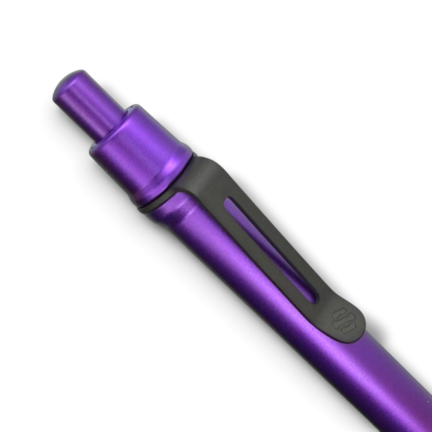 > Spoke Click Model CX-E: Black Knurled Titanium Grip and Clip / Purple Aluminum Barrel (Uses Pentel® EnerGel refills)