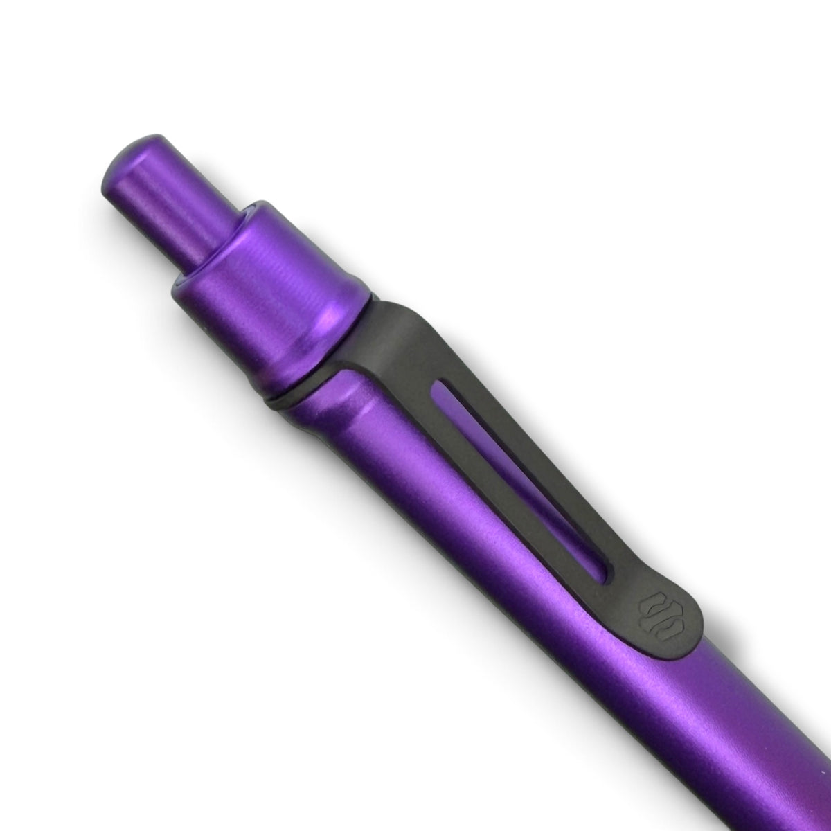 > Spoke Click Model CX-E: Black Titanium Milli-Groove Grip and Clip/ Purple Aluminum Barrel ( Pentel® EnerGel refill)