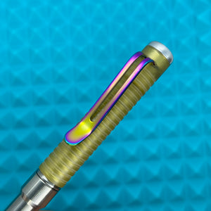 Roady Prototype: Titanium Grip, Titanium Barrel, Ultem Cap with Rainbow Clip